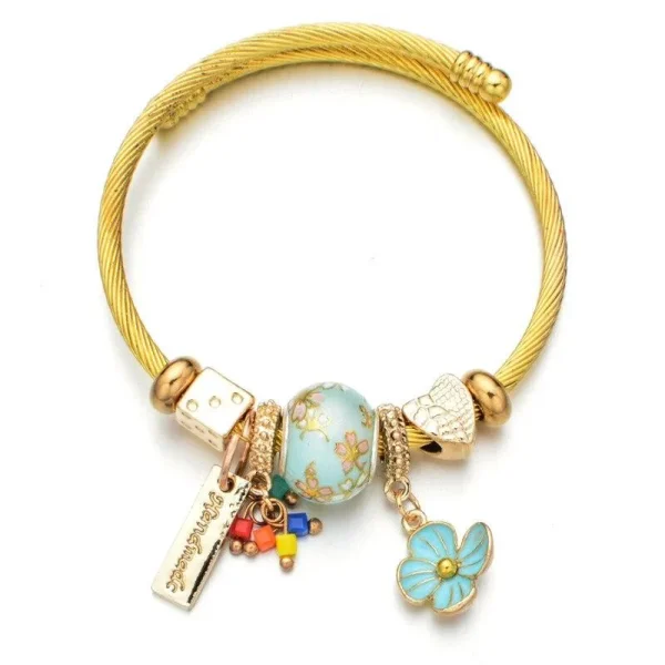 ceramic and steel bangle bracelet for women