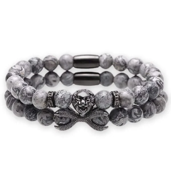 Mens Luxury Natural Stone Bead Bracelet